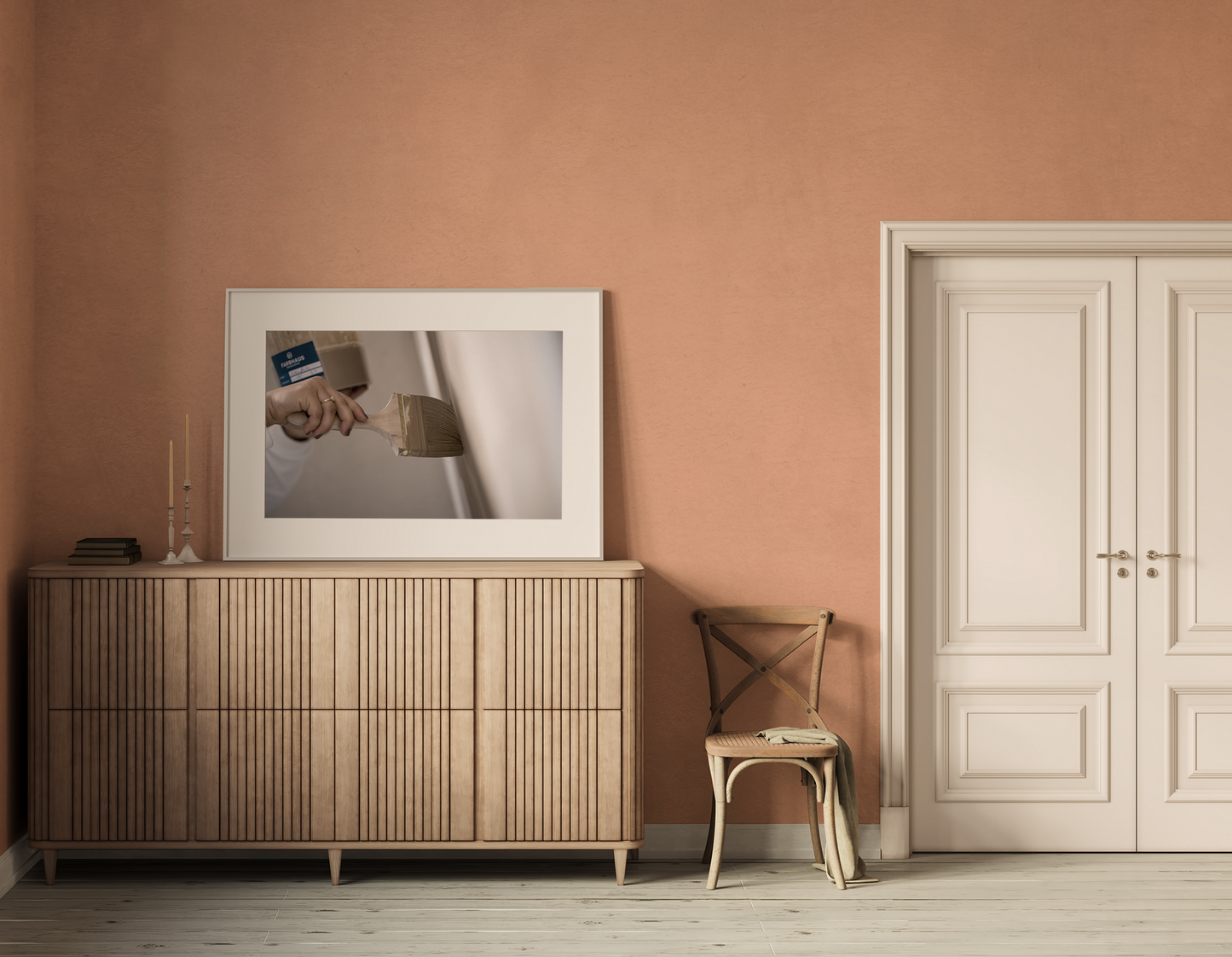 Wandfarbe orange Vorschau Kalkfarbe