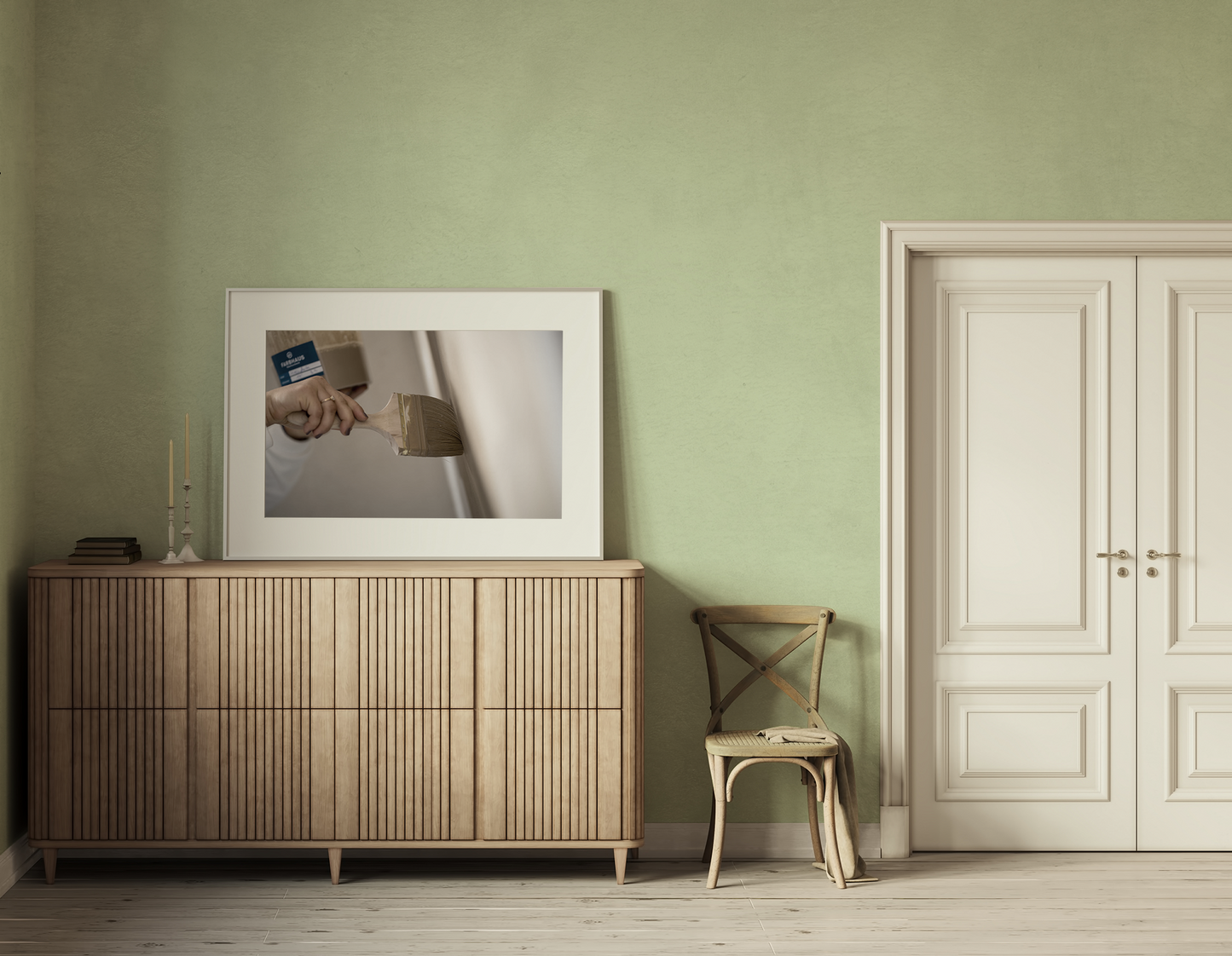 Grüne Kalkfarbe Wand