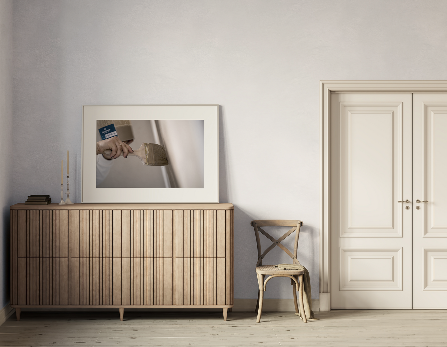 Beige Graue Kalkfarbe an Wand Darstellung