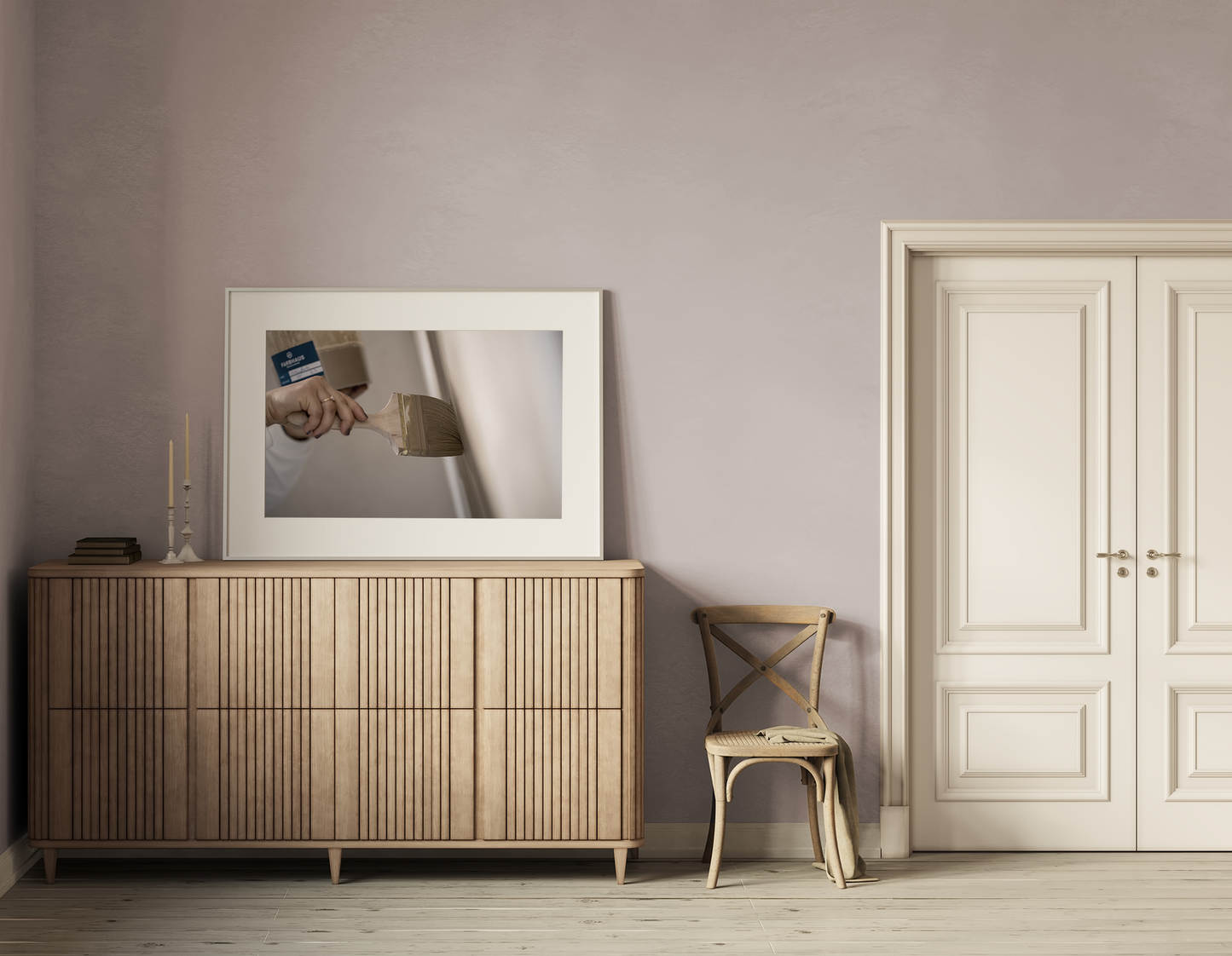 Beige Kalkfarbe Beispielbild an Wand WF 811
